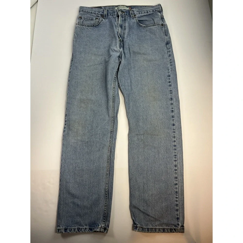 Levis 505 Jeans Mens 32x30 Blue Regular Fit Straight Y2K Vintage Light Wash